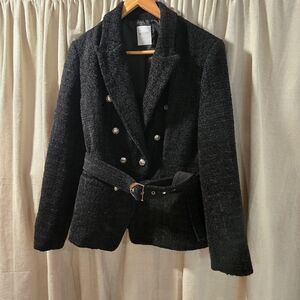 Women's Black Double-Breasted Jacket